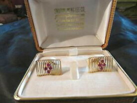 【送料無料】メンズアクセサリ—　ビンテージゴールドルビーカフリンクスexquisite vintage rare quality 14ct gold amp; ruby cufflinks, boxed