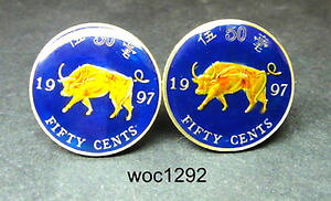 yzYANZT?@RCJtX{^JtZg1997 hong kong coin cufflinks cuffs 50 cents ox