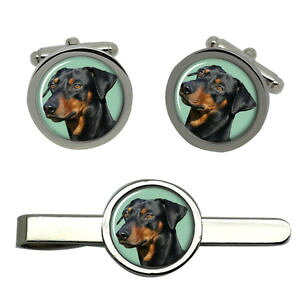 �y���������z�����Y�A�N�Z�T��?�@�^�C�N���b�v�Z�b�g listinggerman pinscher round cufflink and tie clip set