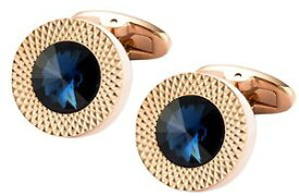 【送料無料】メンズアクセサリ—　サファイアローズゴールドプレートプレゼントカフリンクスダイレクトスワロフスキークリスタルsapphire blue swarovski crystal gem in rose gold plate men gift cufflinks dire