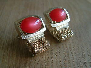 �y���������z�����Y�A�N�Z�T��?�@vintage wraparound mesh cufflinks goldtone nice cerise stonesvintage wraparound mesh cufflinks goldtone nice cerise stones