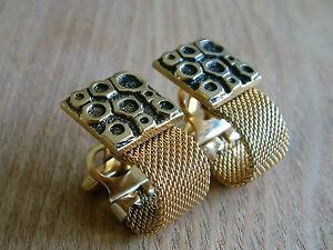 �y���������z�����Y�A�N�Z�T��?�@funky vintage large wraparound mesh cufflinks goldtonefunky vintage large wraparound mesh cufflinks goldtone