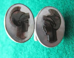 �y���������z�����Y�A�N�Z�T��?�@�V���o�[�M���V���J�t�����N�X900 silver oval cufflinks with greek head