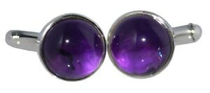 yzYANZT?@X^[OVo[AWXgJtNXEhJtXsterling 925 silver purple amethyst cufflinks, round cuffs, authentic gemstones
