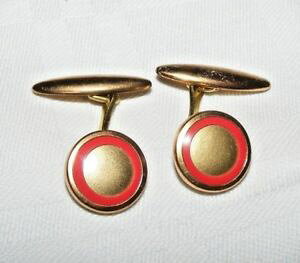 yzYANZT?@re[WA[fR^[QbgbLJtX{^EhVFCvvintage art deco red circle target gold plated cufflinks round shape