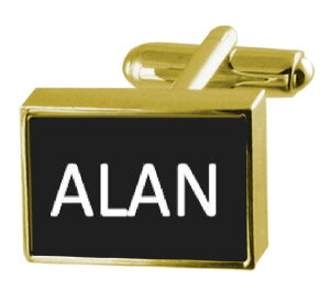 �y���������z�����Y�A�N�Z�T��?�@�{�b�N�X�J�t�����N�X�A����engraved box goldtone cufflinks name alan