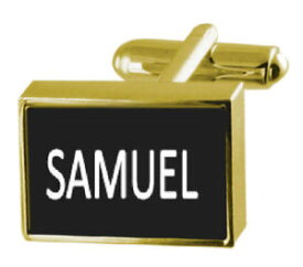 【送料無料】メンズアクセサリ—　ボックスカフリンクスサミュエルengraved box goldtone cufflinks name samuel