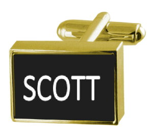 �y���������z�����Y�A�N�Z�T��?�@�{�b�N�X�J�t�����N�X�X�R�b�gengraved box goldtone cufflinks name scott