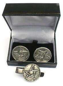 yzYANZT?@s[^[JtX{^^CNbv{bNXZbgfive pointed star pewter cufflinks and tie clip set gift boxed