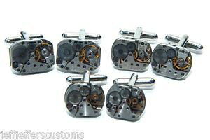 �y���������z�����Y�A�N�Z�T��?�@�J�t�����N�Z�b�g�J�t�X�{�^���E�H�b�`groomsmen watch movement cuff link gift set set of 3 steampunk wedding cufflinks