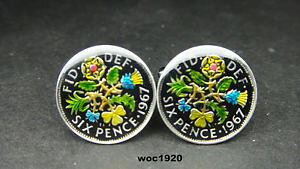 �y���������z�����Y�A�N�Z�T��?�@�G�i�����R�C���J�t�X�{�^��uk enamelled coin cufflinks sixpence choice of year from 1953 to 1967