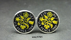 yzYANZT?@GiRCJtX{^uk enamelled coin cufflinks sixpence choice of year from 1953 to 1967