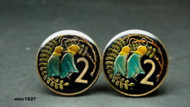 【送料無料】メンズアクセサリ—　ニュージーランドエナメルコインカフスボタンセント zealand enamelled coin cufflinks 2 cents