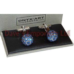 【送料無料】メンズアクセサリ?　スワロフスキーサファイアクリスタルボールカフスボタンクリアオニキスアートレディースswarovski sapphire clear crystal ball cufflinks onyx art gift boxed ladies