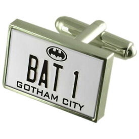 【送料無料】メンズアクセサリ—　バットマンバットプレートカフスボタンクリスタルタイクリップバーボックスbatman bat 1 number plate cufflinks crystal tie clip bar box set engraved