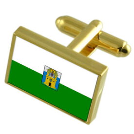 【送料無料】メンズアクセサリ—　メデリンコロンビアゴールドフラッグカフスボタンボックスmedellin city colombia gold flag cufflinks engraved box