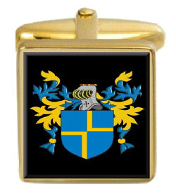 【送料無料】メンズアクセサリ—　ベストイングランドカフスボタンボックスコートvest england family crest surname coat of arms gold cufflinks engraved box