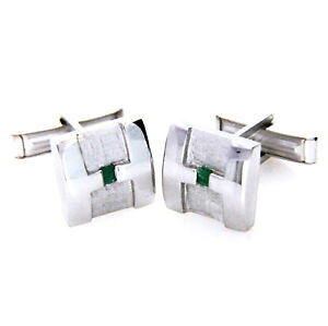 yzYANZT?@GhfAXNGAJtX{^Ysterling silver natural emerald gemstone dual finish square cufflinks mens gifts