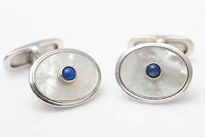 �y���������z�����Y�A�N�Z�T��?�@�X�^�[�����O�V���o�[���s�X���J�t�����N�Xhigh quality sterling silver mother of pearl amp; lapis cufflinks