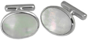 メンズアクセサリ― ファッション通販 oval shaped mother of pearl cufflinks silver 初売り fixed wit sterlingwith postingsoval sterling