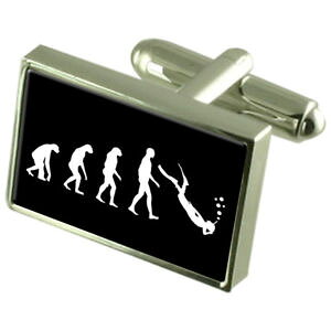 �y���������z�����Y�A�N�Z�T��?�@�X�L���[�o�X�^�[�����O�V���o�[�J�t�X�{�^��evolution ape to man scuba sterling silver 925 cufflinks boxed