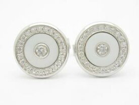 【送料無料】メンズアクセサリ—　プラチナスターリングシルバーホワイトサファイアホワイトオニキスラウンドハローカフスボタンplatinum sterling silver white sapphire amp; white onyx round halo cufflinks g