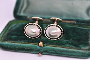 yzYANZT?@Be[WS[hA[guX^[p[fUCA[fRJtNXvintage 10ct gold art deco cufflinks with a blister pearl design 346g g35