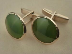 yzYANZT?@\bhS[hJtN9k 9ct solid gold round jade cufflinks 20mm 1086g