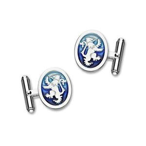 yzYANZT?@XRbghCIGio[JtNXsterling silver traditional scottish lion rampant blue enamel oval bar cufflinks