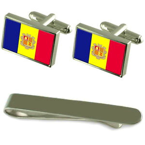 yzYANZT?@AhVo[JtX{^^CNbvZbgandorra flag silver cufflinks tie clip engraved gift set