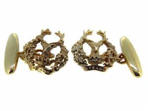 �y���������z�����Y�A�N�Z�T��?�@�S�[���h�S�[�h�������Y�J�t�X�{�^�� 9ct gold gordon highlanders mens cufflinks made to order excellent quality