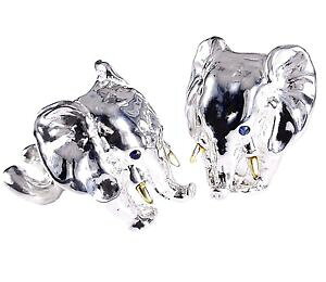 �y���������z�����Y�A�N�Z�T��?�@�]�E�J�t�����N�X�V���o�[���b�L�g�p�[�Yelephants cufflinks, silver, 14k gold tusk, topaz eyes gdanilamp;co