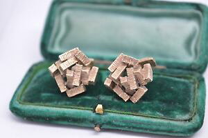 yzYANZT?@re[WS[hLrYfUCJtNXrare vintage 9ct gold handmade cufflinks with a cubism design 1808g b530