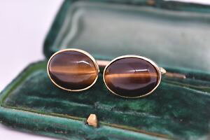 yzYANZT?@Be[WS[hA[fRLbcACJtNXvintage 14ct gold cufflinks with an art deco tigers eye design 1052g g30