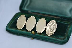 �y���������z�����Y�A�N�Z�T��?�@���B���e�[�W�S�[���h�����Y�J�t�X�{�^���A�[���f�R�f�U�C��vintage 9ct gold mens cufflinks with an art deco design 1279g g32