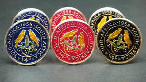 yzYANZT?@AtJGiRCJtNXyj[P[v1958 south africa enamelled coin cufflinks 14 penny farthing cape sparrows 20mm