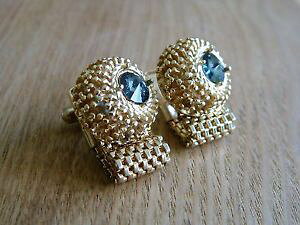 yzYANZT?@Be[WbVJtX{^nice vintage wrap around mesh cufflinks with detailed setting and crystals