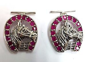 yzYANZT?@JtX{^r[\bhVo[Ynovelty detailed horse cufflinks ruby stone 925 solid silver mens gift