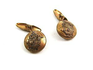 �y���������z�����Y�A�N�Z�T��?�@�r���e�[�W�t�N���E�{�^���J�t�X�{�^��vintage goldtone wise old owl button cufflinks 04212014 unsigned