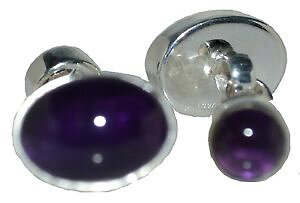yzYANZT?@X^[OVo[AWXgJtNXN`F[sterling silver double sided amethyst cufflinks, authentic gems linked 925 chain