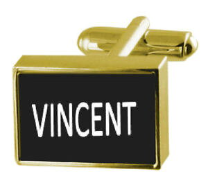 �y���������z�����Y�A�N�Z�T��?�@�{�b�N�X�J�t�����N�X���B���Z���gengraved box goldtone cufflinks name vincent