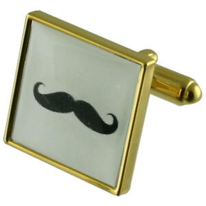 yzYANZT?@qQS[hXNGAJtNXmoustache gold square cufflinks with engraved personalised case