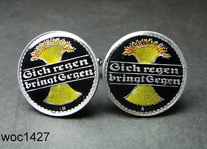 �y���������z�����Y�A�N�Z�T��?�@�h�C�c�G�i�����R�C���J�t�X�{�^�����C�}�[��germany enamelled coin cufflinks 50 pfennig weimar republic from 1919 to 1922