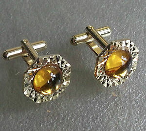 yzYANZT?@re[WYJtNXS[fCG[KXcufflinks vintage mens cuff links 1960s sparkling golden yellow glass stone