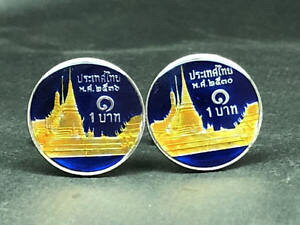 �y���������z�����Y�A�N�Z�T��?�@�^�C�R�C���J�t�X�{�^��thailand coin cufflinks 20mm