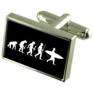 yzYANZT?@|[`T[tBJtX{^evolution ape to man surfing cufflinks with pouch
