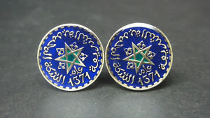 メンズアクセサリ― モロッコエナメルコインカフスボタンmorocco enamelled coin cufflinks maroc