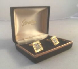 【送料無料】メンズアクセサリ—　ヴィンテージストラットンカフリンクスカフスボタンイングランドゴールドトーンvintage stratton cufflinks boxed cufflinks stratton england gold tone crystals