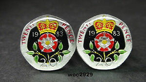 �y���������z�����Y�A�N�Z�T��?�@�G�i�����R�C���J�t�X�{�^���y���X�`���[�_�[���[�Ybritish enamelled coin cufflinks 20 pence crowned tudor rose choice of year