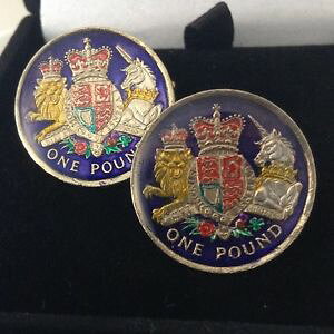�y���������z�����Y�A�N�Z�T��?�@�G�i�����|���h�R�C���J�t�X�{�^��2015 enamelled one pound coin cufflinks bluegoldcolours